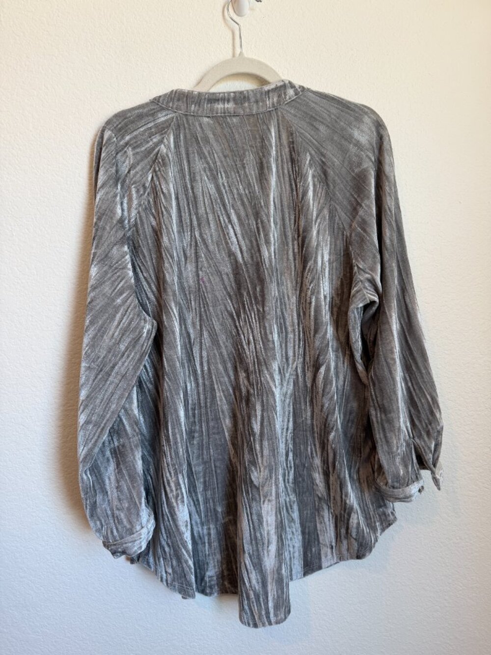 Silver Velvet Hippie Boho Western Button Up Tunic Blouse XL - Picture 8 of 8